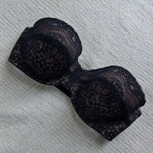 B.Tempted Black Lace Strapless Bra
